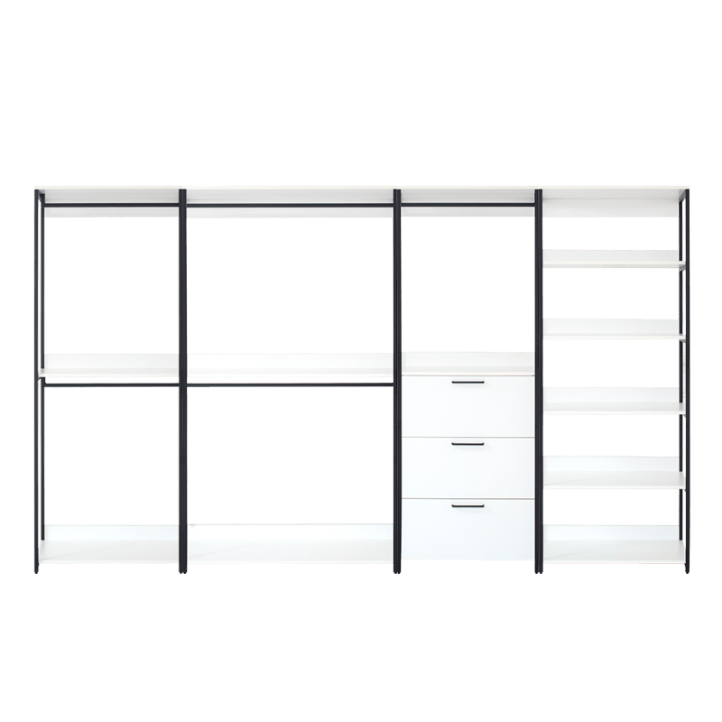 White Freestanding 4 Tower System 8 -Shelf Walk in Wood Closet System with Metal Frame