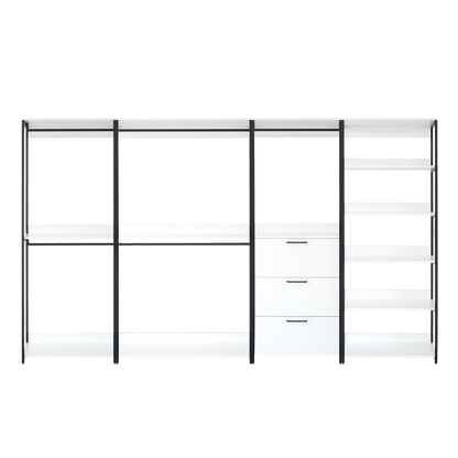 White Freestanding 4 Tower System 8 -Shelf Walk in Wood Closet System with Metal Frame