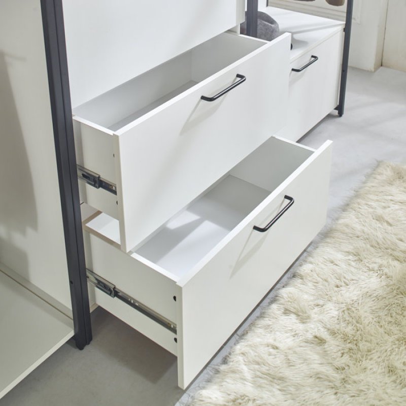White Freestanding 4 Tower System 8 -Shelf Walk in Wood Closet System with Metal Frame
