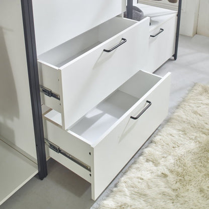 White Freestanding 4 Tower System 8 -Shelf Walk in Wood Closet System with Metal Frame