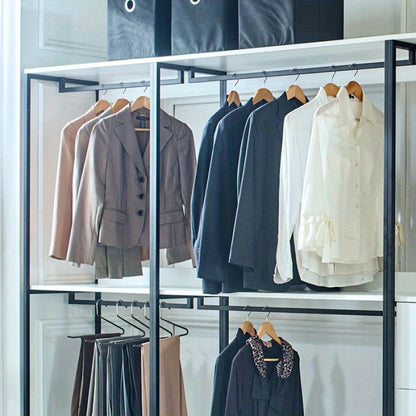 White Freestanding 4 Tower System 8 -Shelf Walk in Wood Closet System with Metal Frame