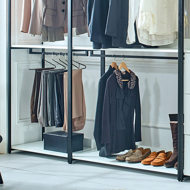 White Freestanding 4 Tower System 8 -Shelf Walk in Wood Closet System with Metal Frame